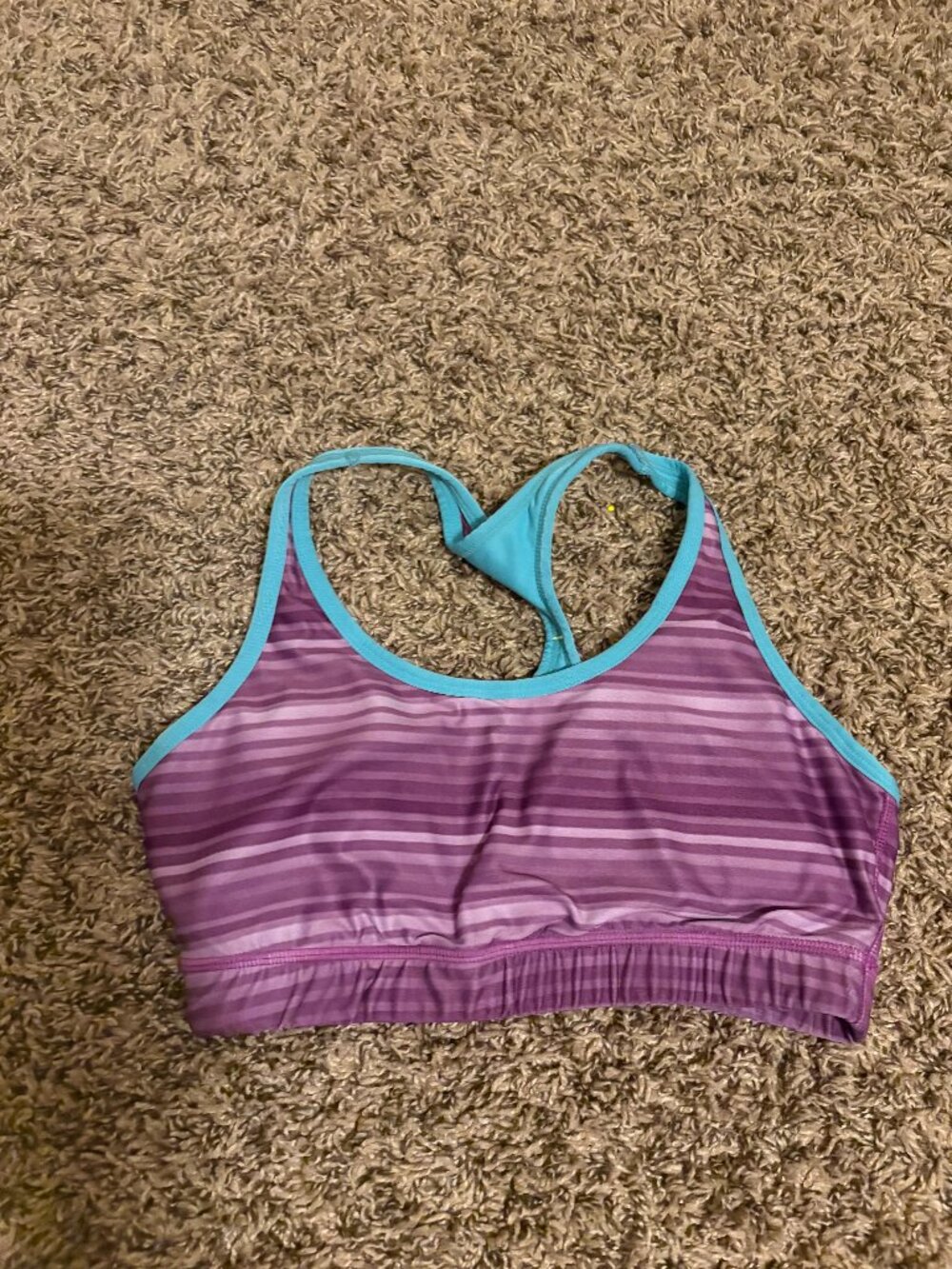 MPG Sports Purple Striped Small Removable Pad Racerback Pullover Elastic Band